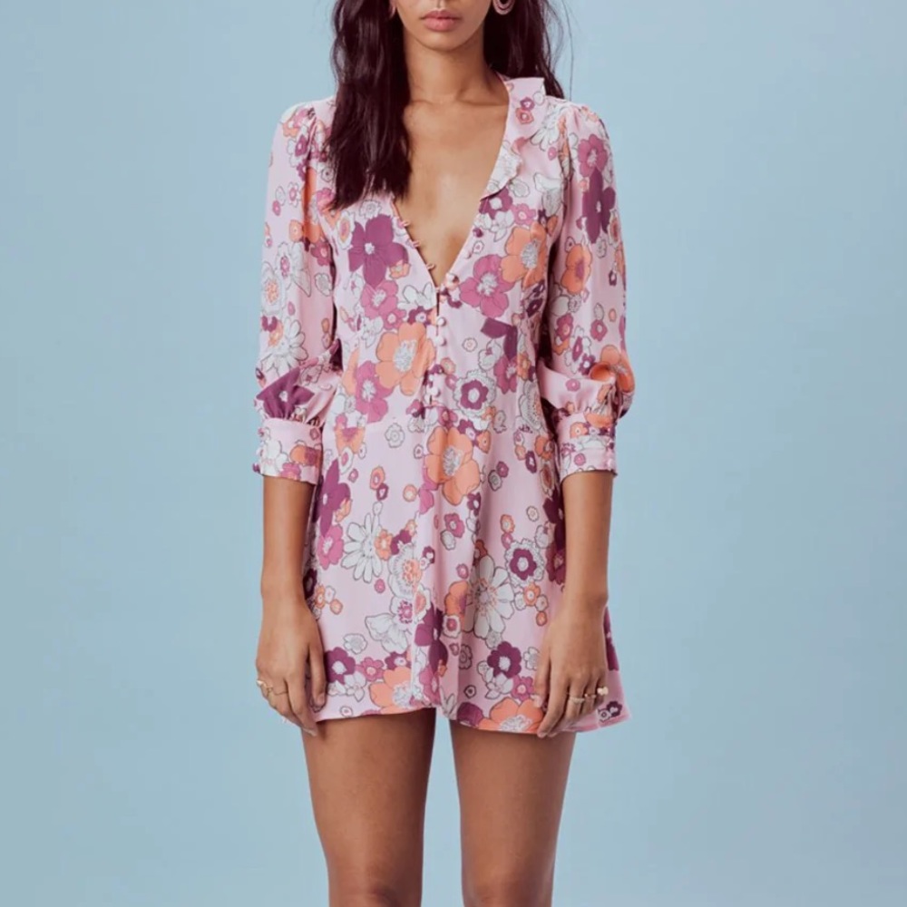 for love & lemons magnolia trapeze  mini dress